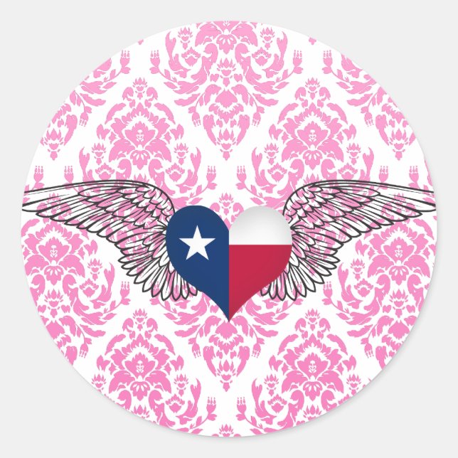 I Love Texas -wings Classic Round Sticker (Front)