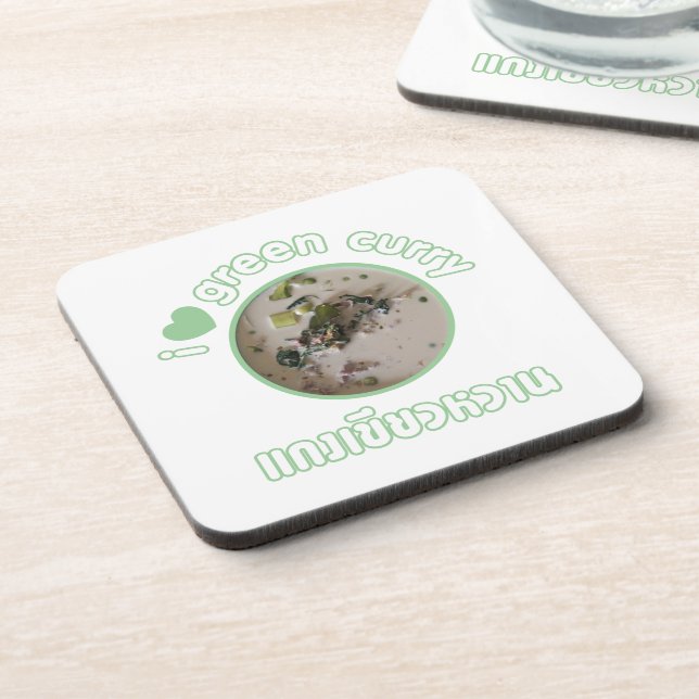 I Love Thai Green Curry ... Thailand Street Food Beverage Coaster (Left Side)