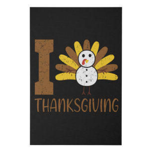 I Love Thanksgiving Cute Turkey Funny Holiday Gift Faux Canvas Print