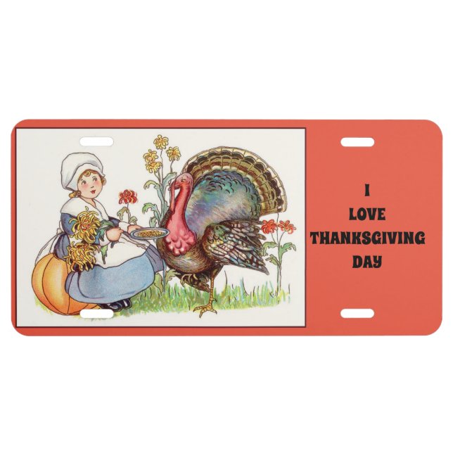 I Love Thanksgiving Day License Plate (Front)