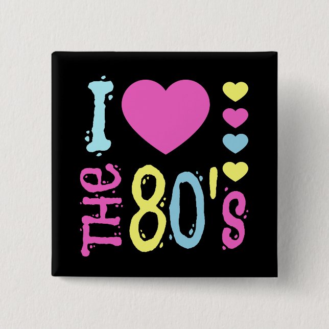 I Love the 80s Disco Costume Button (Front)