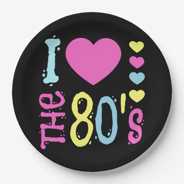 I Love the 80s Disco Costume Paper Plates (Front)