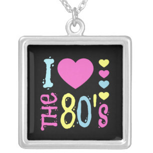 I Love the 80s Disco Costume Silver Plated Necklace