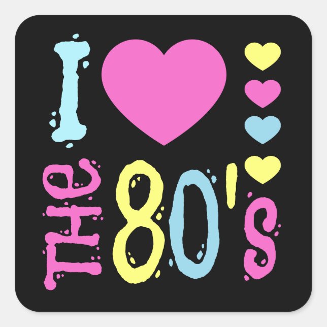 I Love the 80s Disco Costume Square Sticker (Front)