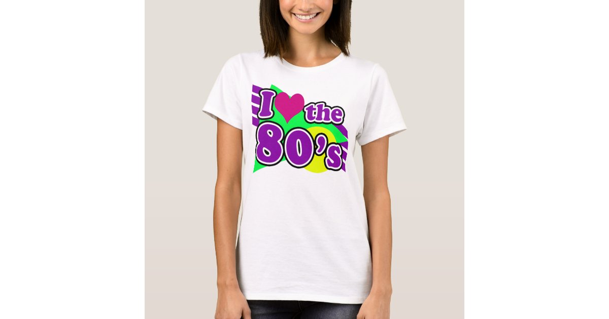 I Love the 80's Geometric Neon Eighties Party T-Shirt | Zazzle