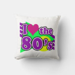 I Love the 80's Geometric Neon Eighties Party Throw Pillow