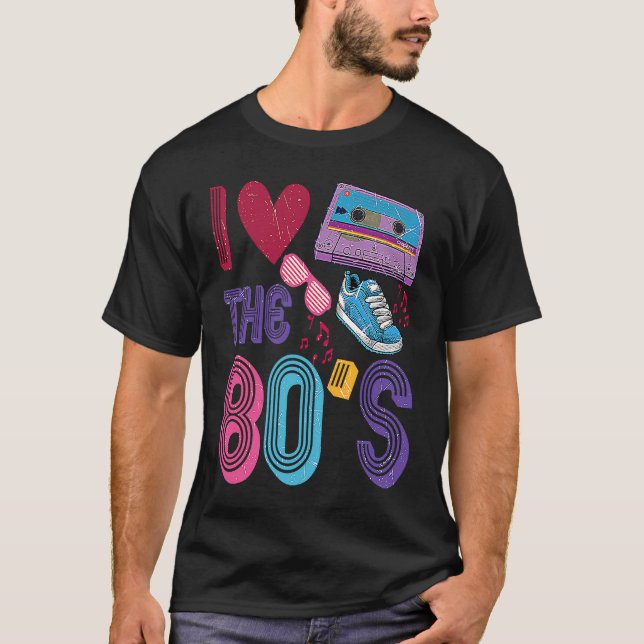 I love The 80's Retro 80's Girl Costume Men Women T-Shirt (Front)