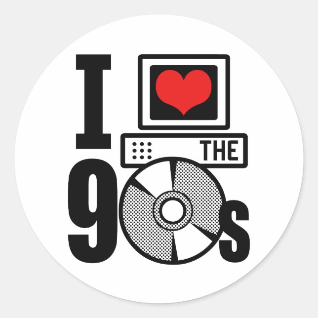 I Love The 90s Classic Round Sticker (Front)