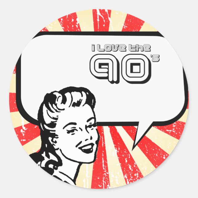 I LOVE THE 90'S CLASSIC ROUND STICKER (Front)