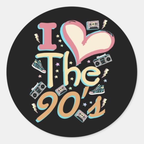 I Love The 90s Costume Mixtape 90s Gift Classic Round Sticker
