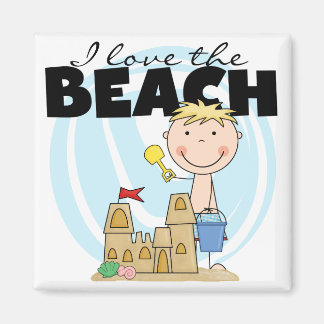 I Love the Beach Blond Boy Tshirts and Gifts Magnet
