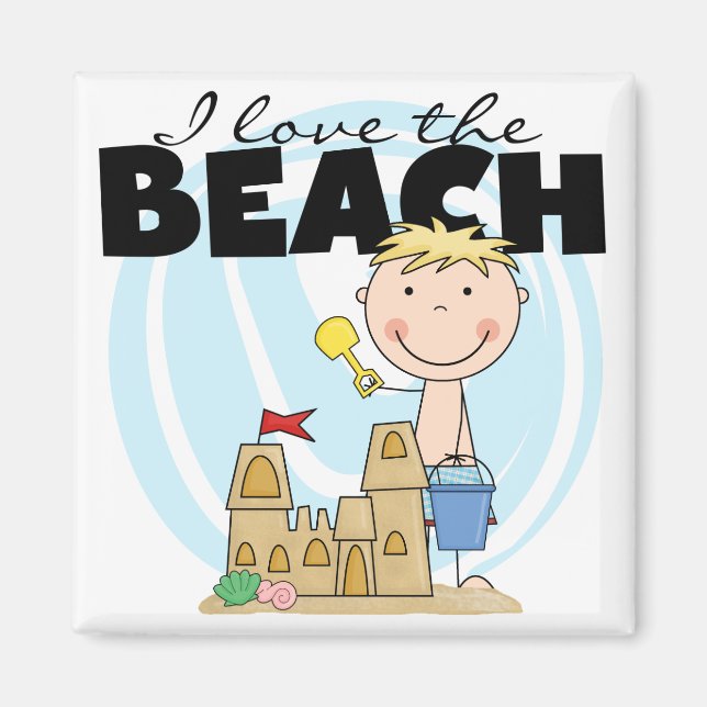 I Love the Beach Blond Boy Tshirts and Gifts Magnet (Front)