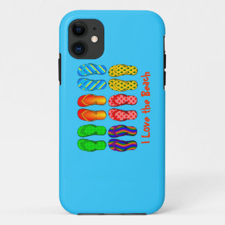 I Love the Beach - Colorful Flip Flops iPhone 11 Case
