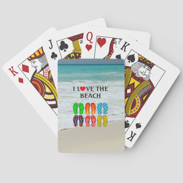 I Love the Beach, flip-flops design, Poker Cards (Back)