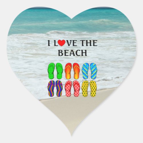 I Love the Beach flip_flops Heart Sticker