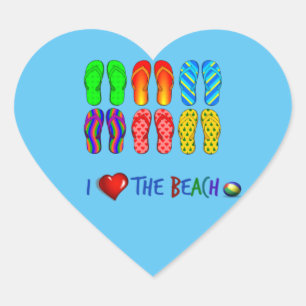 I Love the Beach Heart Sticker