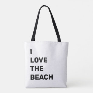 I Love The Beach Summer Quote Typography Tote Bag