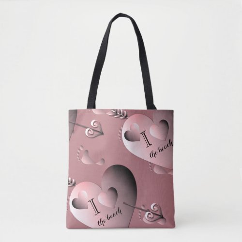 I love the beach your text Hearts Tote Bag