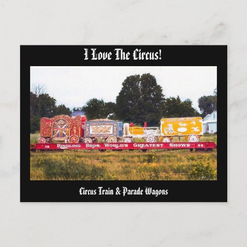 I Love The Circus Circus Train Postcard