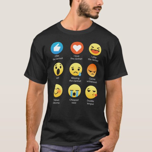 I Love the Clarinet Emoji Emoticon Funny T_Shirt