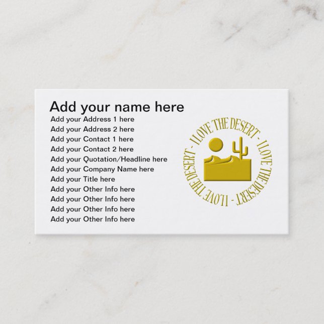I love the desert business card (Front)