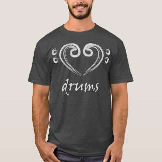 I Love the Drums Hand Drawn Love for Drums  T-Shirt