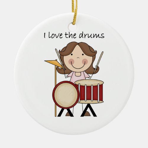 I Love The Drums Kids Music Gift Ceramic Ornament