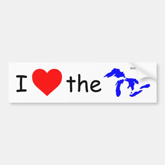 I Love the Great Lakes Bumper Sticker (Front)