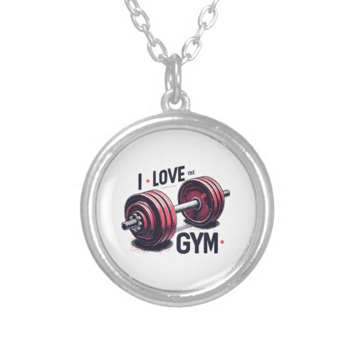 I love the gym silver plated necklace