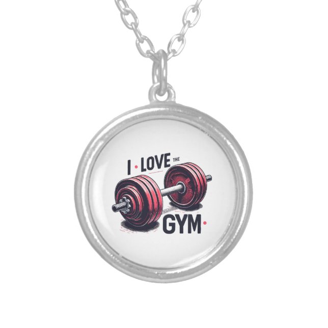 I love the gym silver plated necklace (Front)