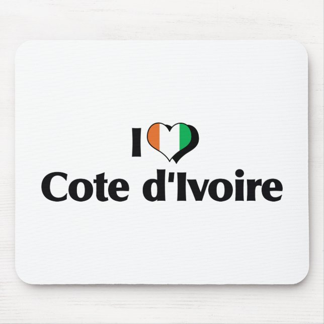 I Love The Ivory Coast Flag Mouse Pad (Front)