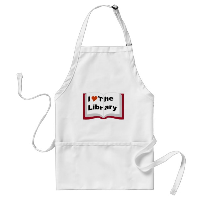 I Love The Library Adult Apron (Front)