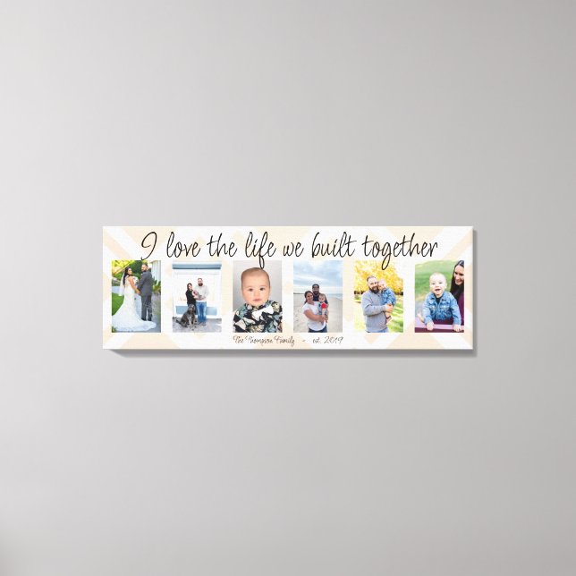 I love the life we built together 6 photo plaid canvas print (Front)