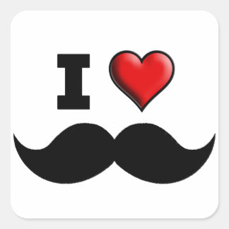 I Love the Mustache Moustache Square Sticker
