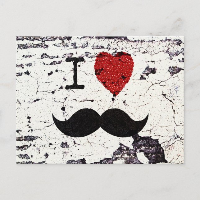 I Love the Mustache Rustic Custom Postcard (Front)