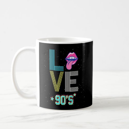 I Love The Nineties Retro Look Lips 1990s Vintage Coffee Mug