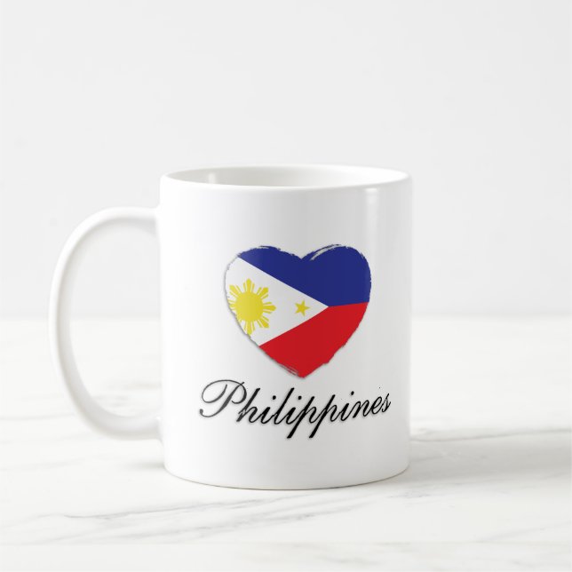 I Love the Philippines with Flag Heart Coffee Mug (Left)
