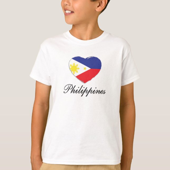 I Love the Philippines with Flag Heart T-Shirt (Front)