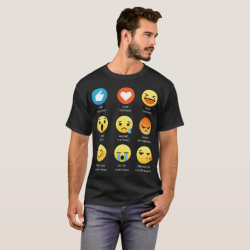 I Love the Piano Emoji Emoticon Graphic Tee Shirt