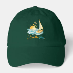 I Love the Sea Sailboat Sunset Ocean trucker hat