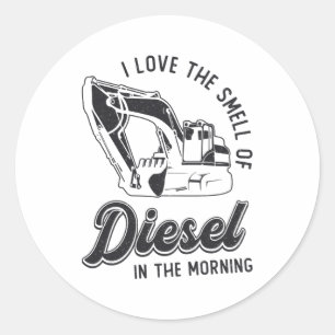 I Love The Smell Excavator Construction Worker Classic Round Sticker
