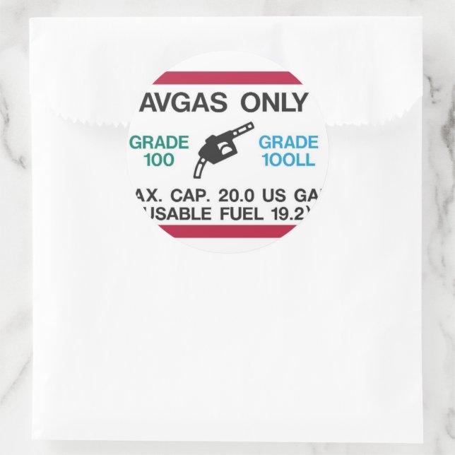 I love the smell of AVGAS in the morning! Classic Round Sticker (Bag)