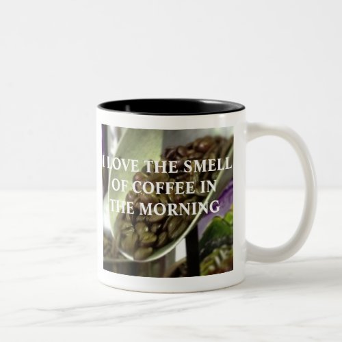 I LOVE THE SMELL OF COFFEE IN THE MORNING Two_Tone COFFEE MUG