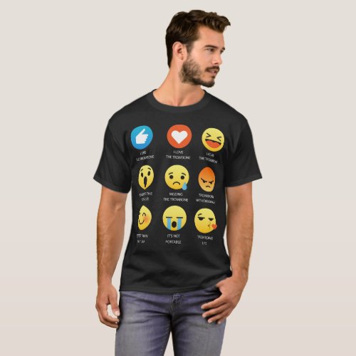 I Love The Trombone Emoji Emoticon Tee Shirt