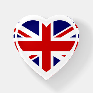 I Love the U.K. United Kingdom Flag Heart Shaped Paperweight