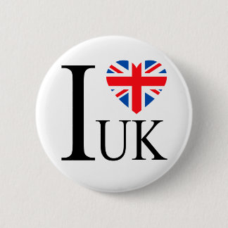 I Love the UK Great Britain Flag Heart Button