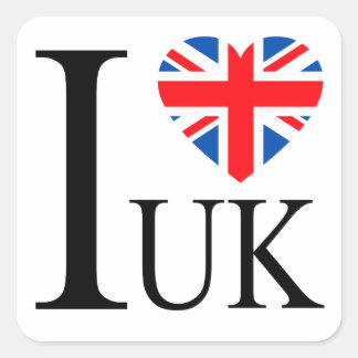 I Love the UK Great Britain Flag Heart Square Sticker