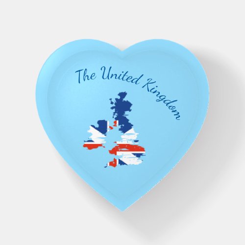 I Love the United Kingdom Outline Grunge Heart Paperweight