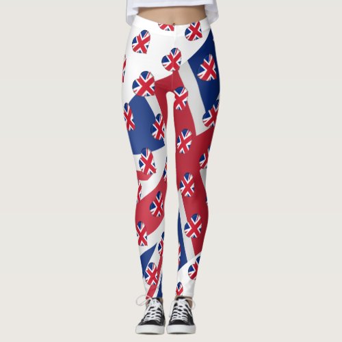 I Love The United Kingdom Union Jack Colors Funny Leggings