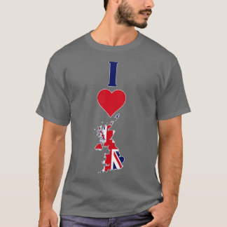 I Love the United Kingdom Vertical I Heart UK Flag T-Shirt